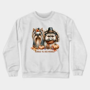 Thanksgiving Dog and Cat Pumpkin Fall Season Crewneck Sweatshirt